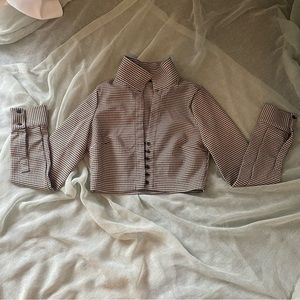 Zara Cropped Houndstooth Blazer M